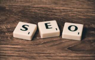 SEO letters on a desk