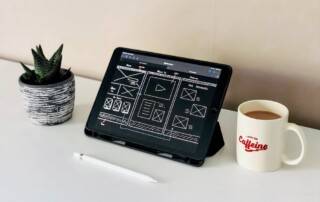 website design mockups on an ipad