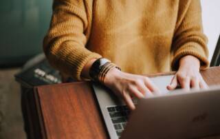 woman using laptop